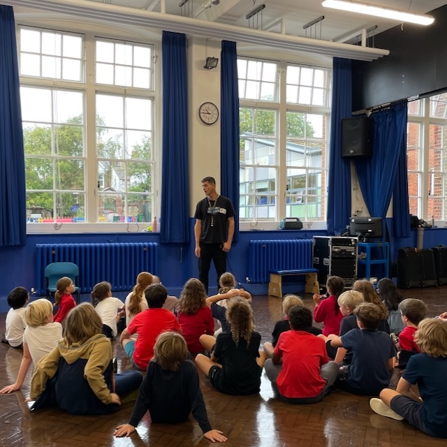 Circus workshop in a junior school, Brighton