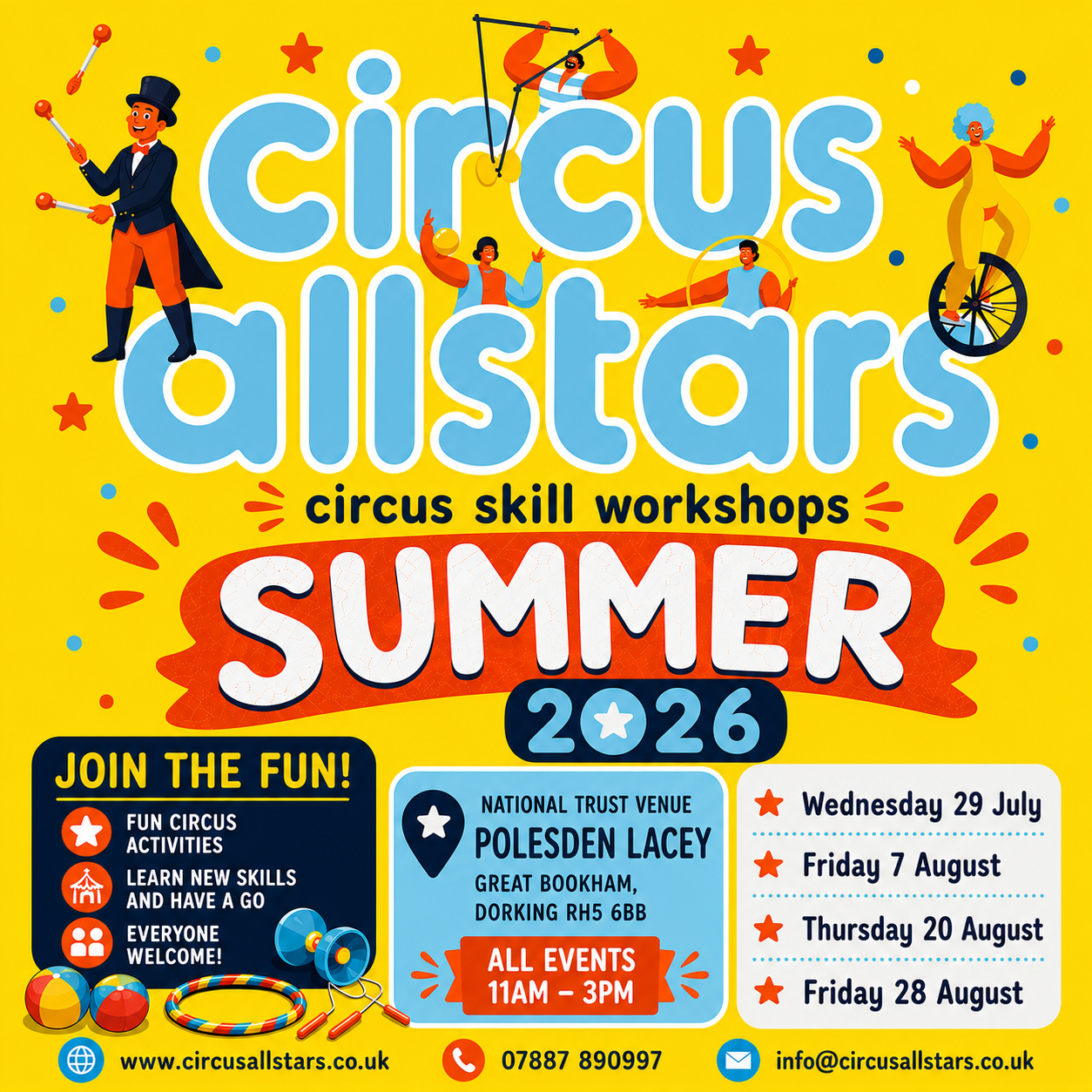 Circus Workshops in Surrey, Dorking, Leatherhead Circus Skills